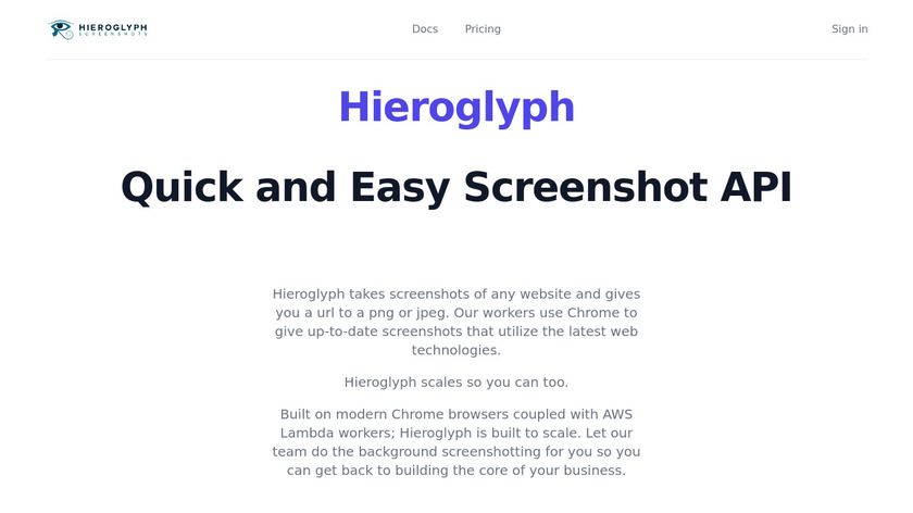 Hieroglyph Screenshots Landing Page