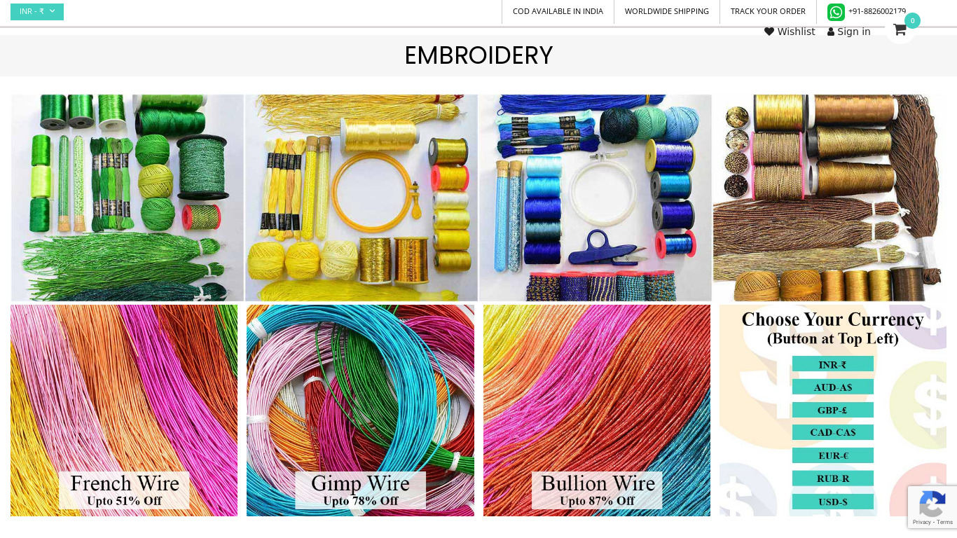 Embroidery Material Landing page