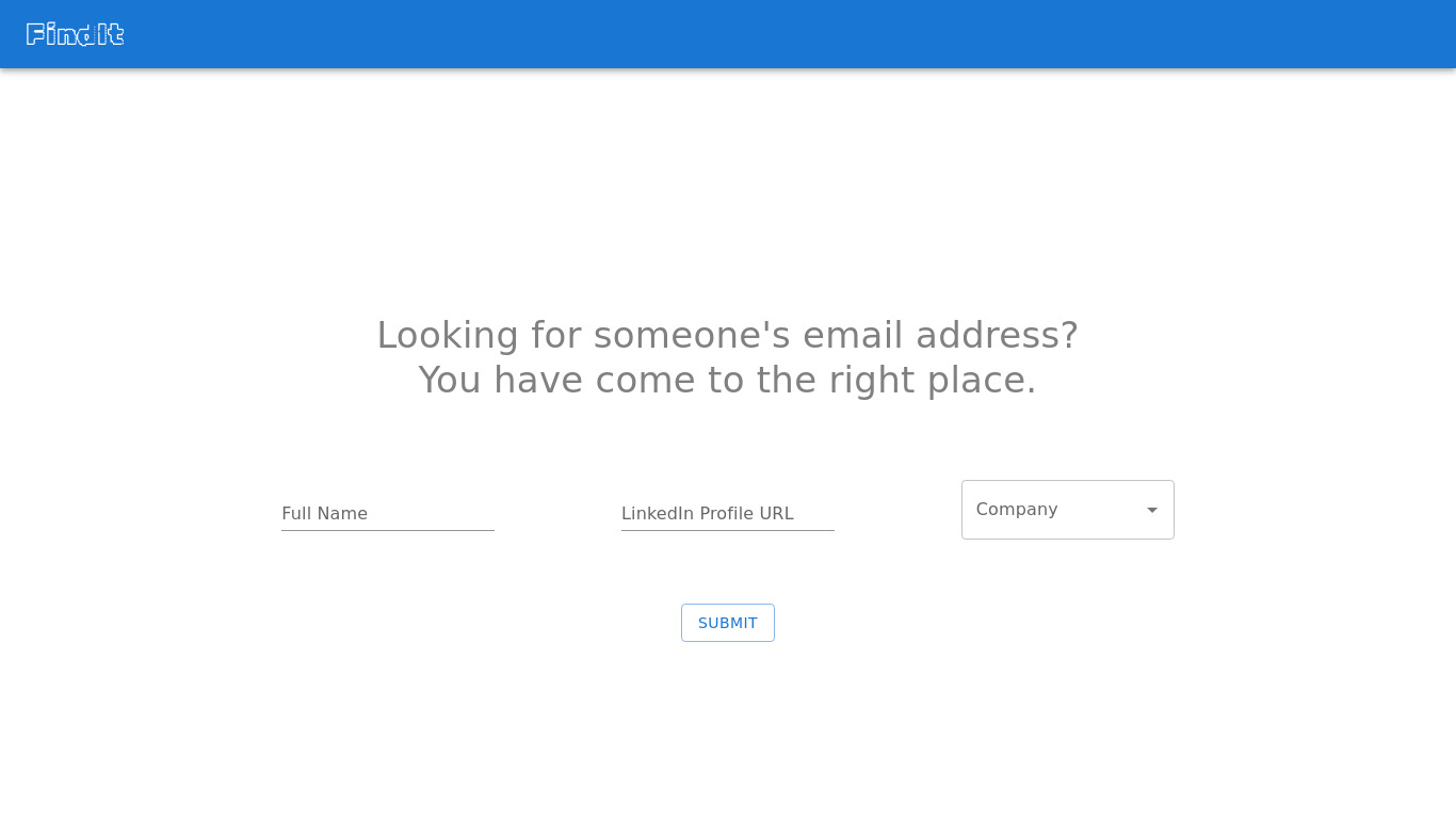 FindMail Landing page