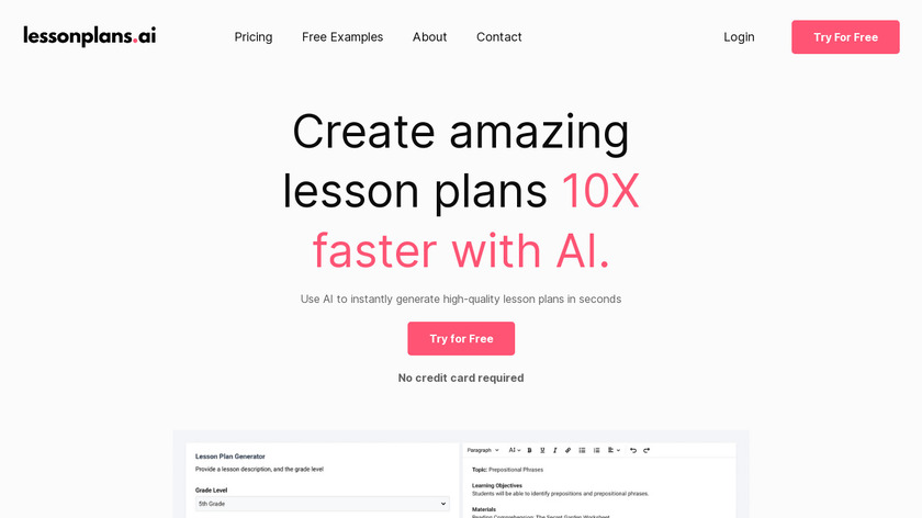 LessonPlans.ai Landing Page