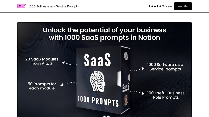 1000+ SaaS Prompts Template Landing Page