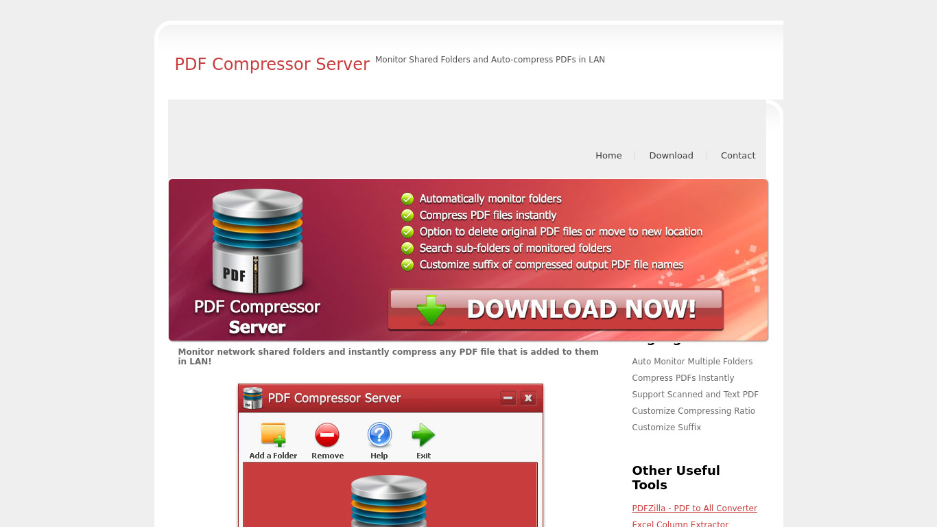 PDF Compressor Server Landing page