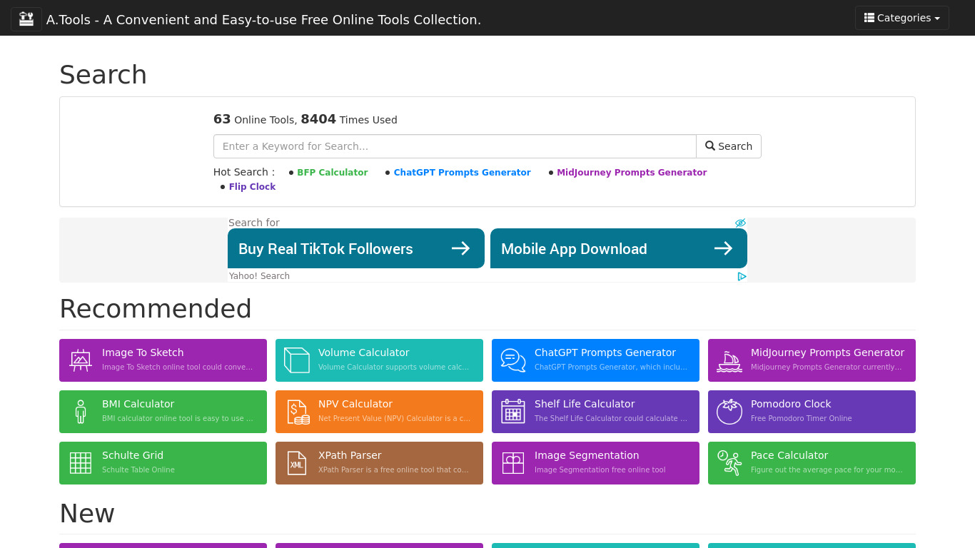 A.Tools Landing page