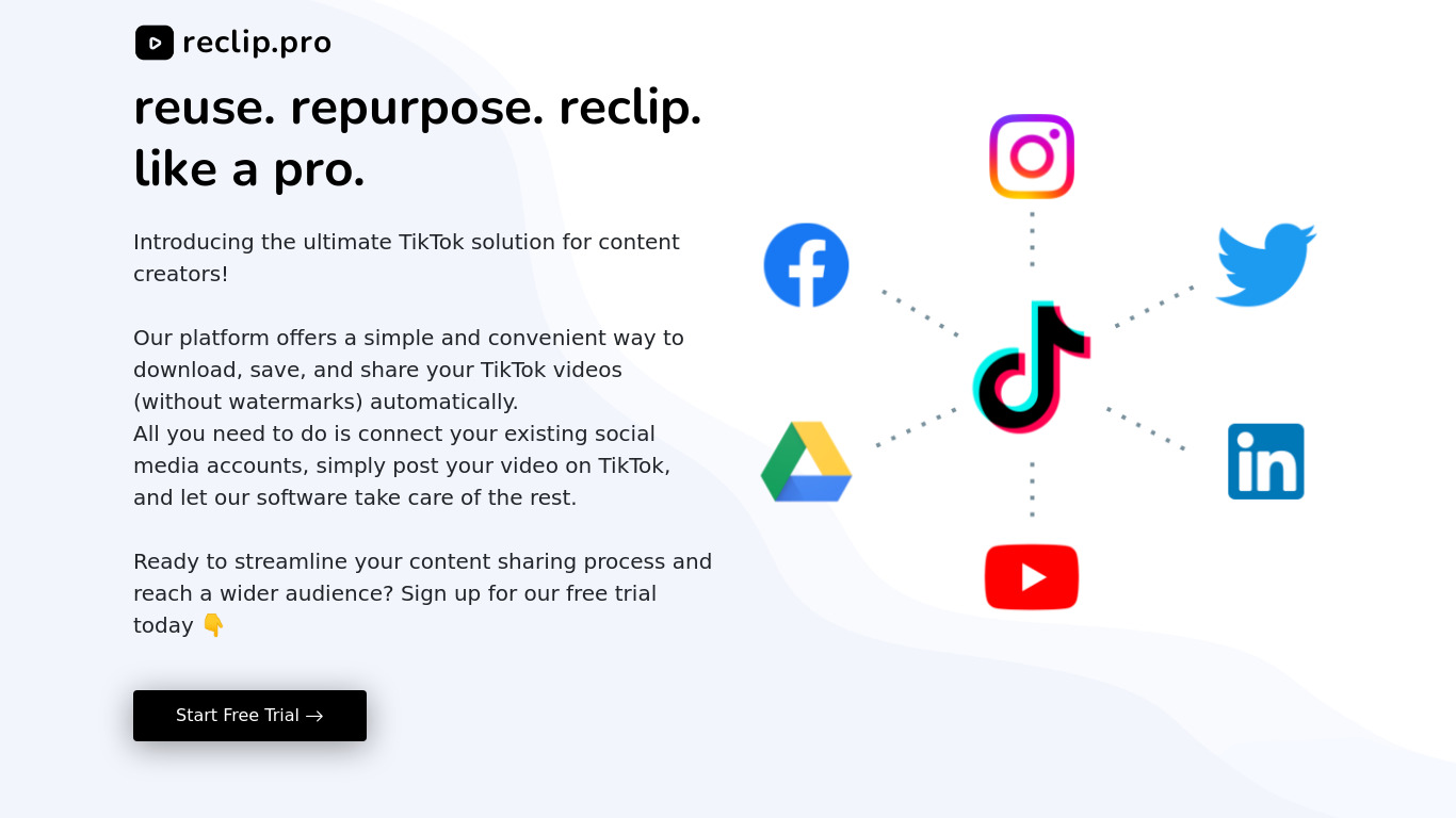 reclip.pro Landing page