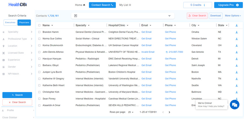 HealthDBI Landing Page