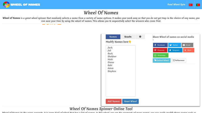 Wheel Of Names.us Landing Page