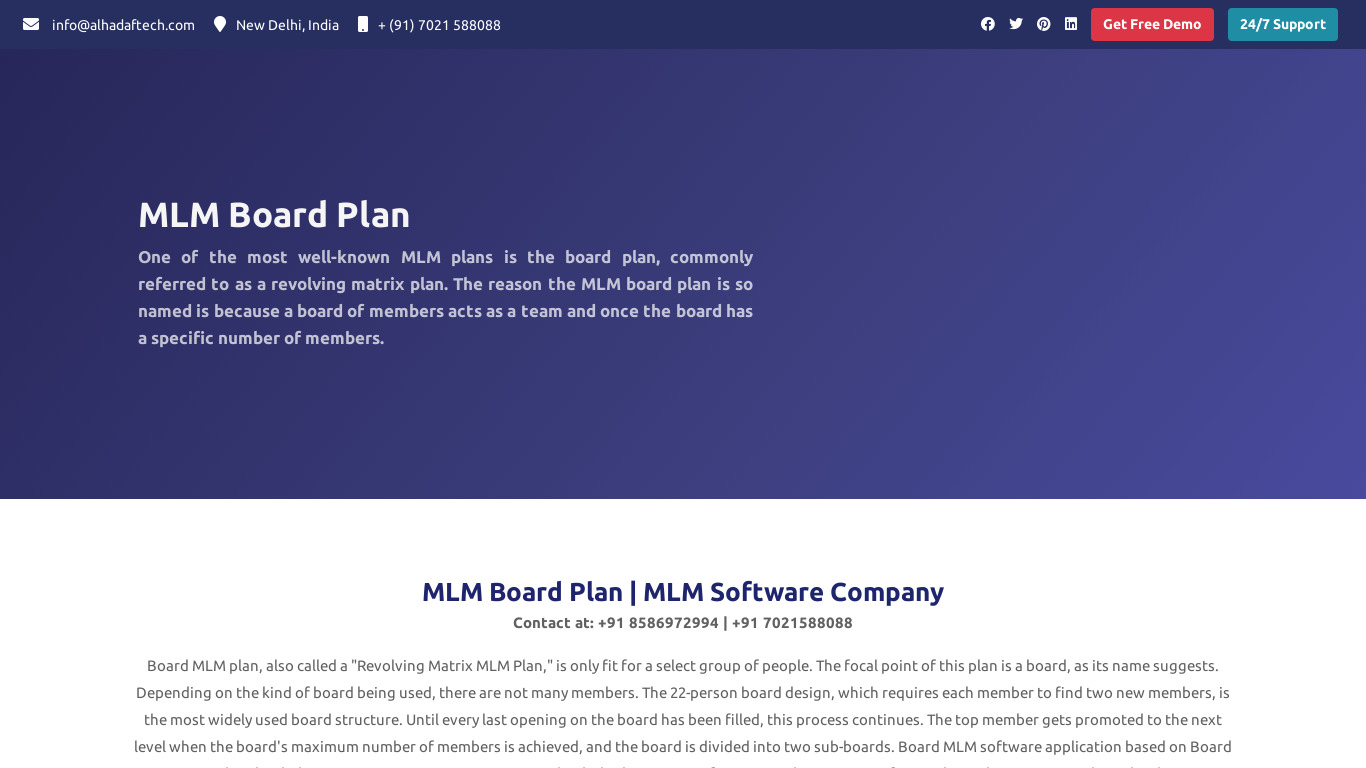 Al Hadaf Board MLM Software Landing page
