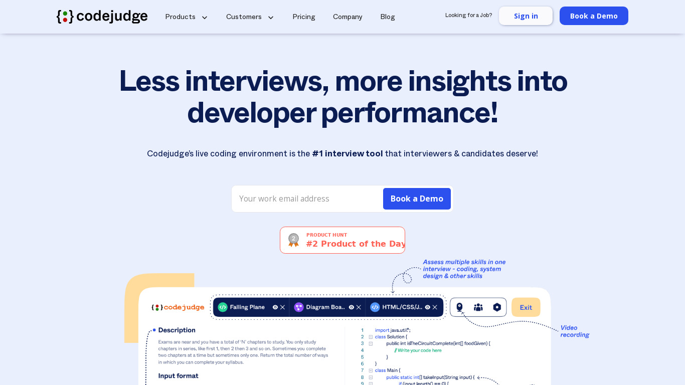 Codejudge Interviews Landing page