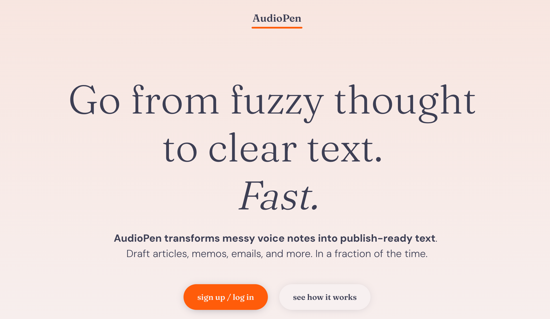 AudioPen Landing page