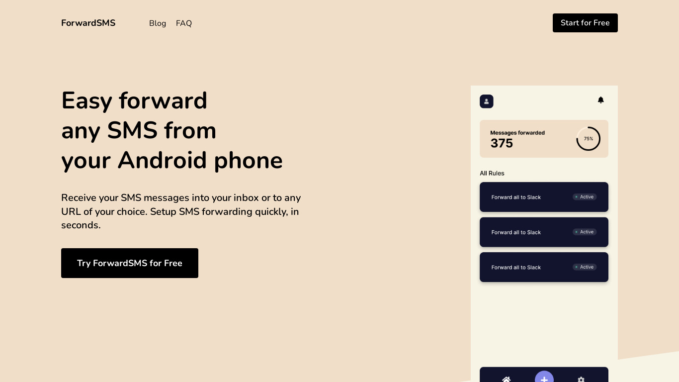 ForwardSMS Landing page