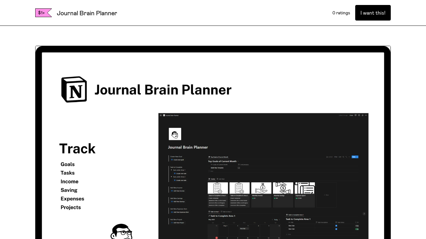 Journal Brain Planner Landing page
