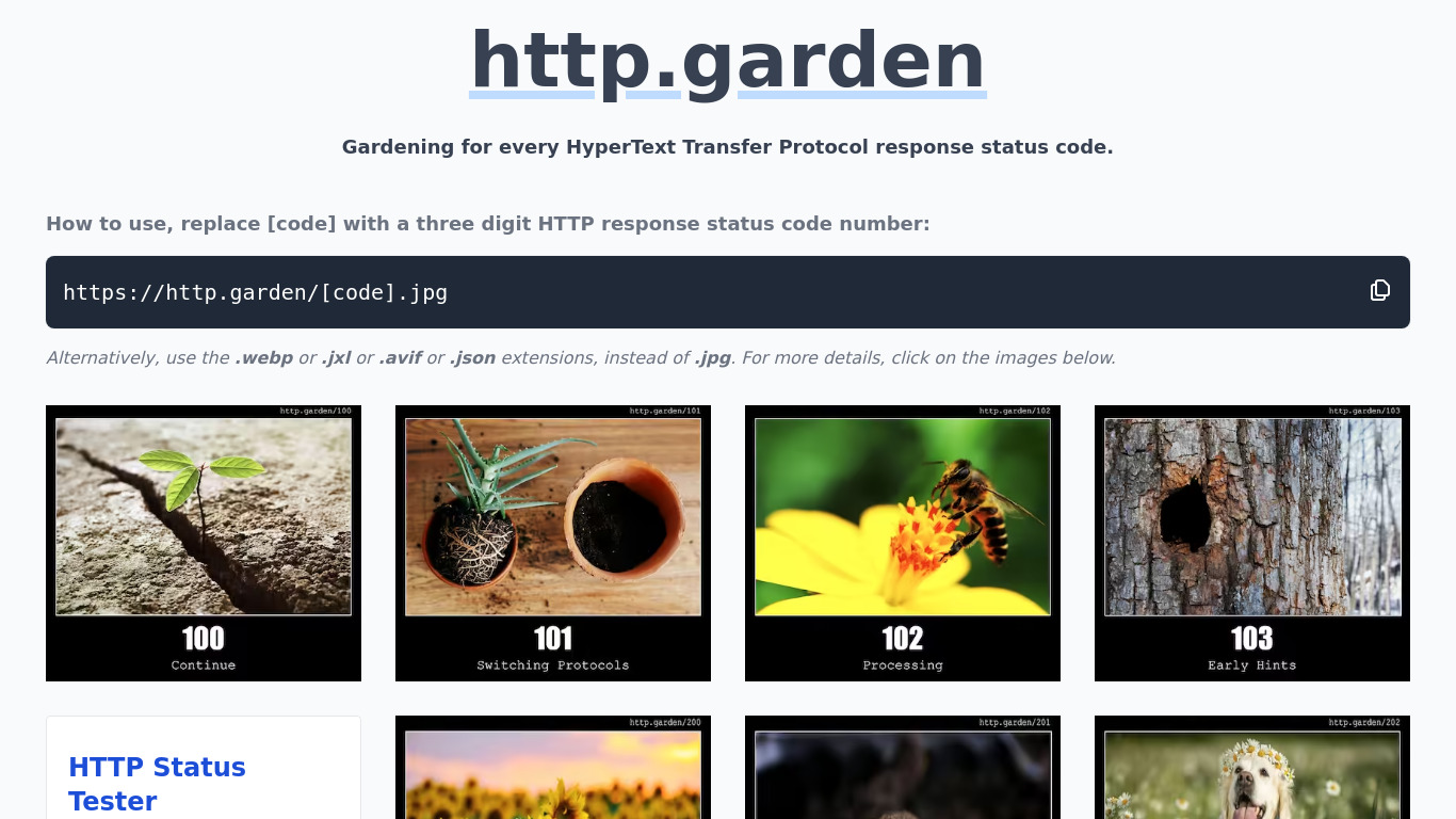 http.garden Landing page