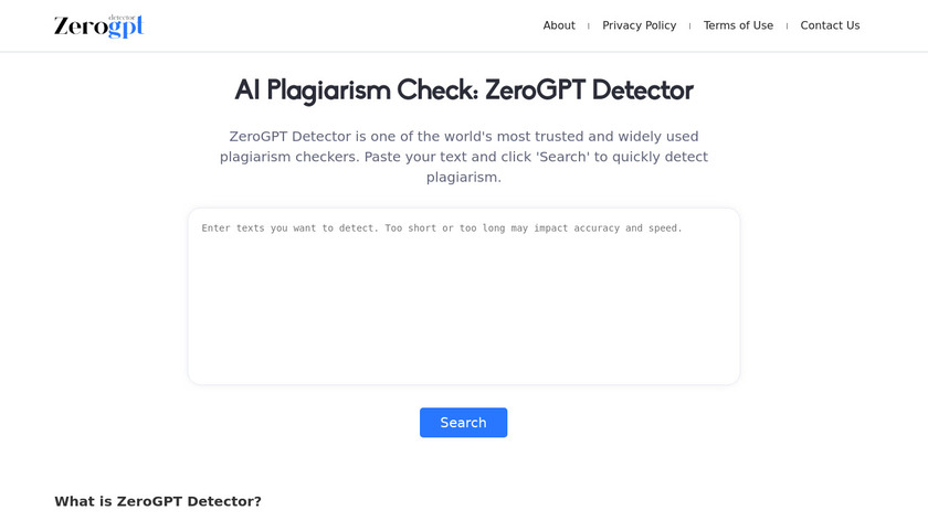 ZeroGPT Detector Landing Page