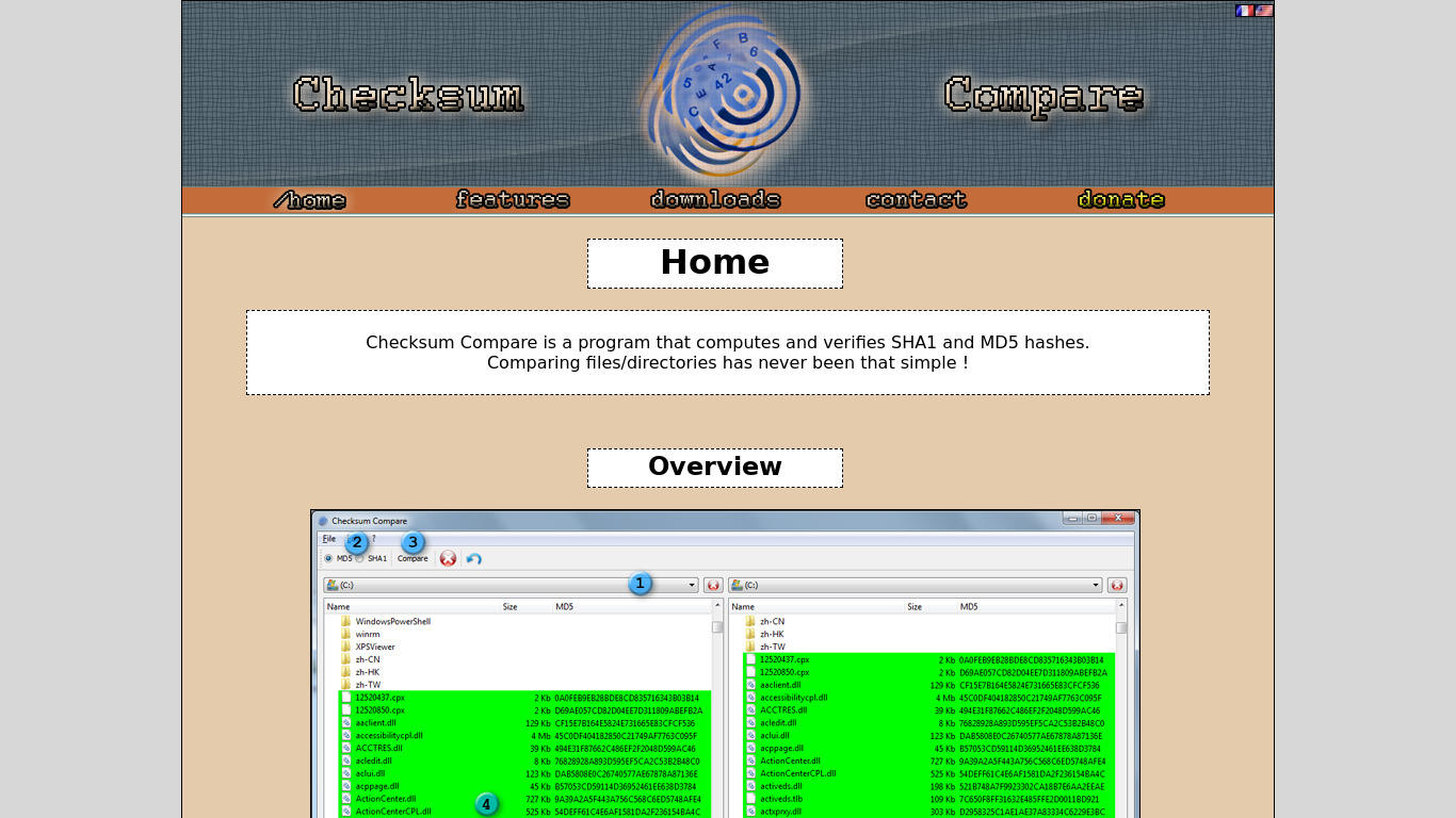 Checksum Compare Landing page