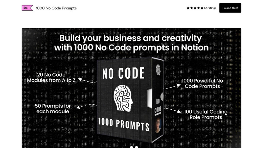 1000+ No Code Prompts Template Landing Page