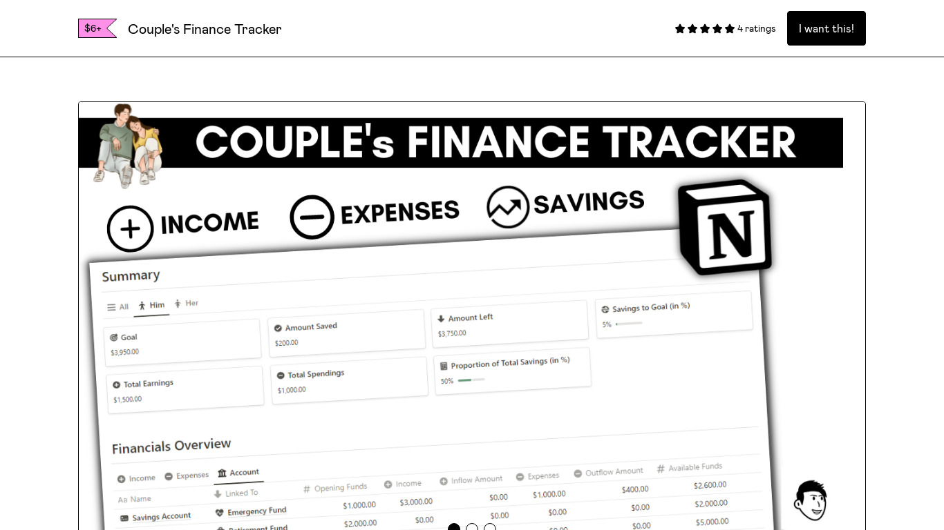 Couple's Finance Tracker Landing page