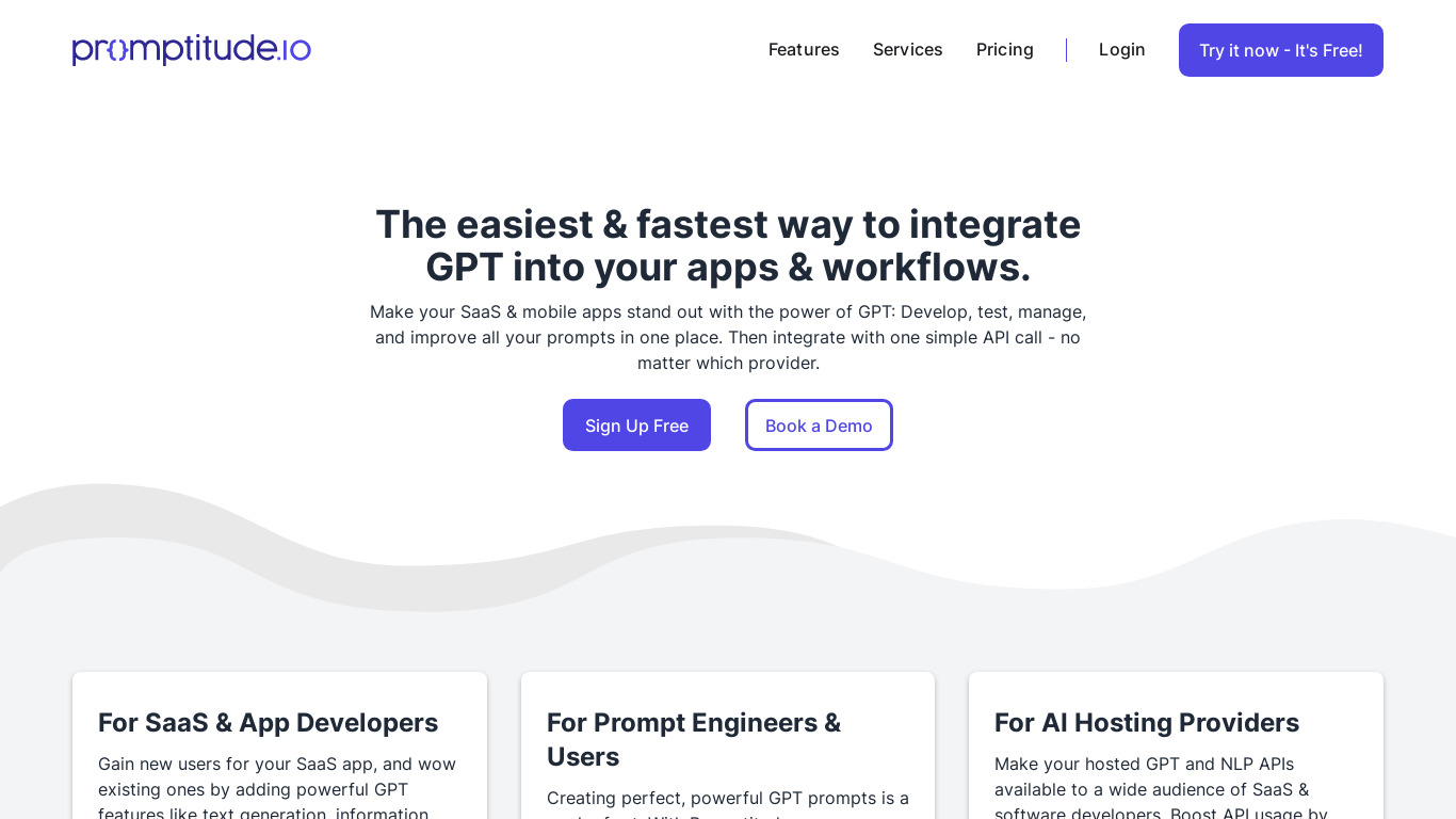 Promptitude.io Landing page