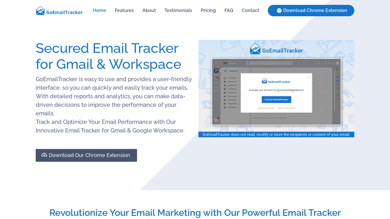 GoEmailTracker Landing page