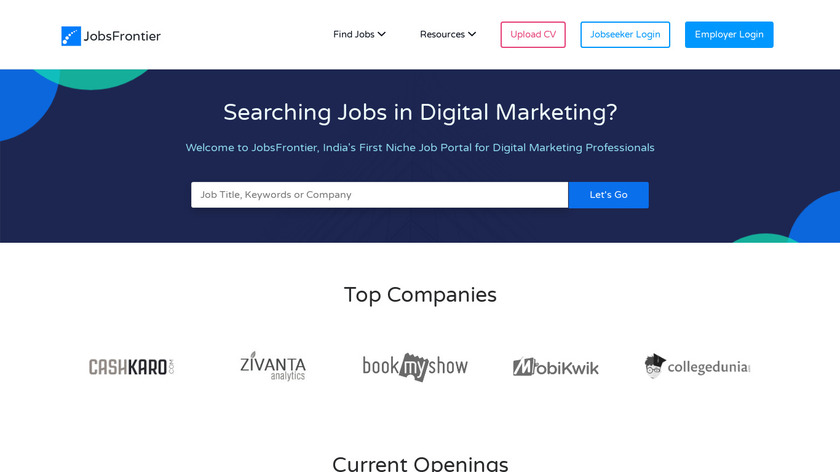 JobsFrontier Landing Page