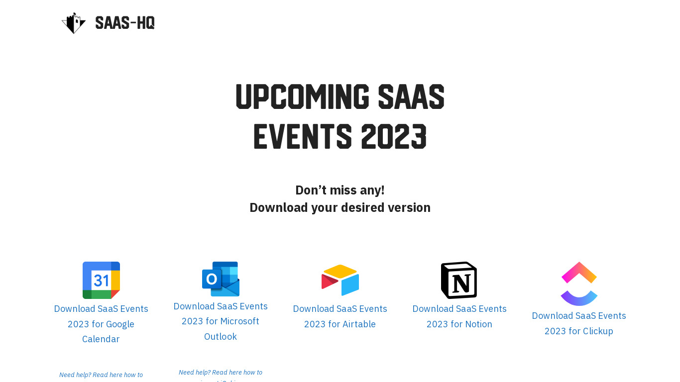 SaaS Events 2023 Landing page