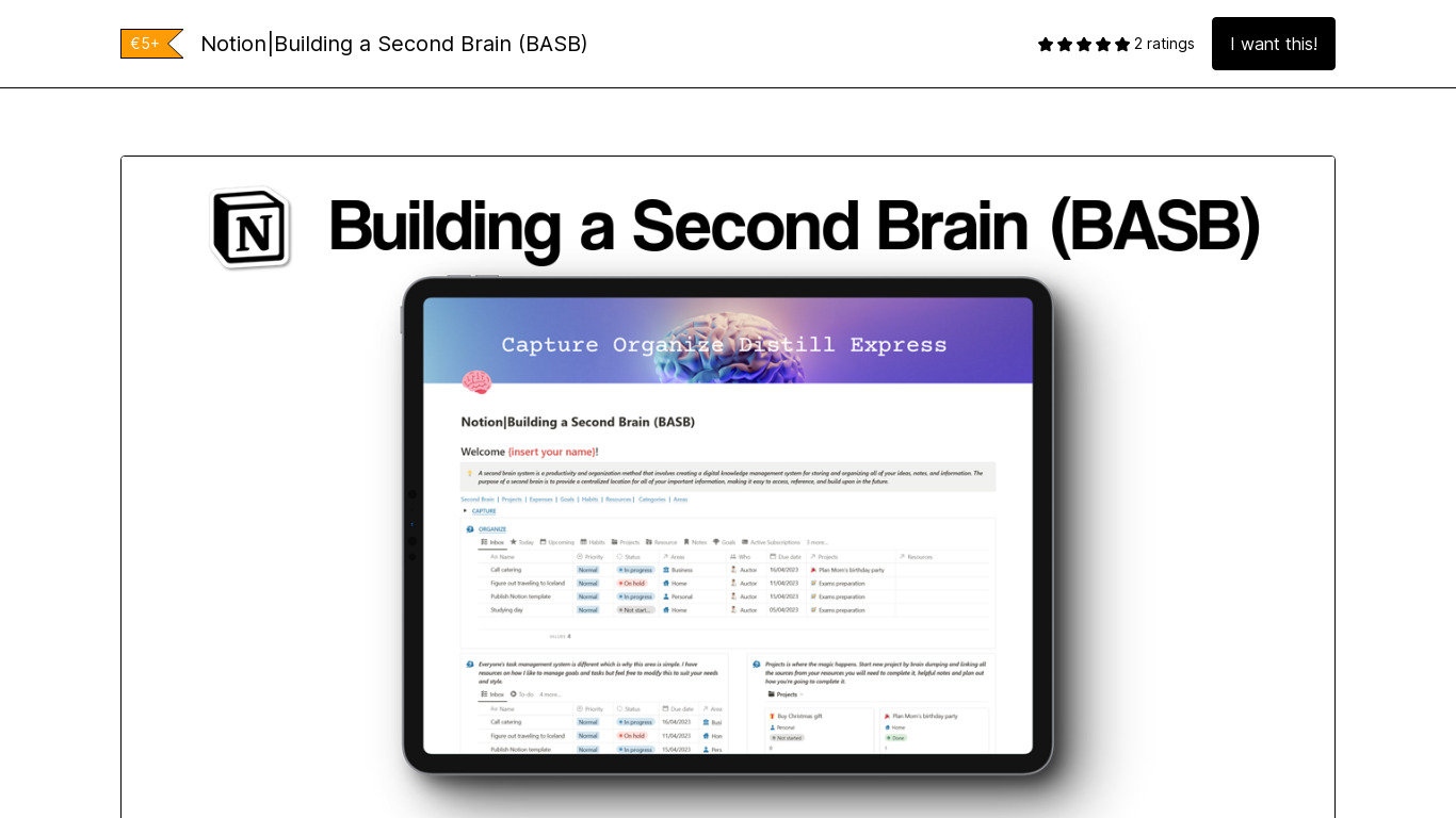 Building a Second Brain (BASB) Landing page