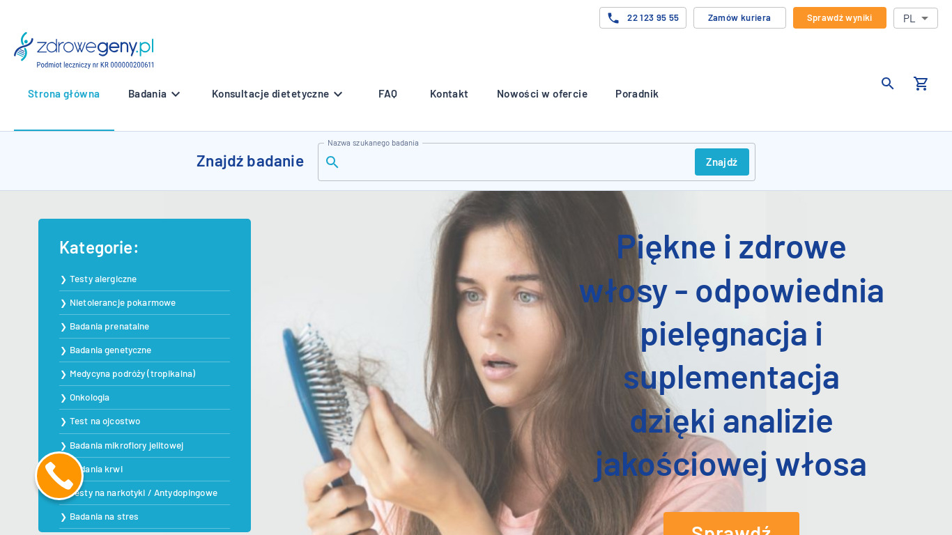 Zdrowegeny.pl Landing page