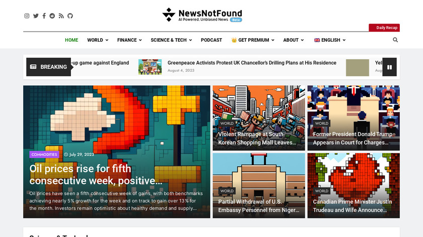 NewsNotFound Landing Page