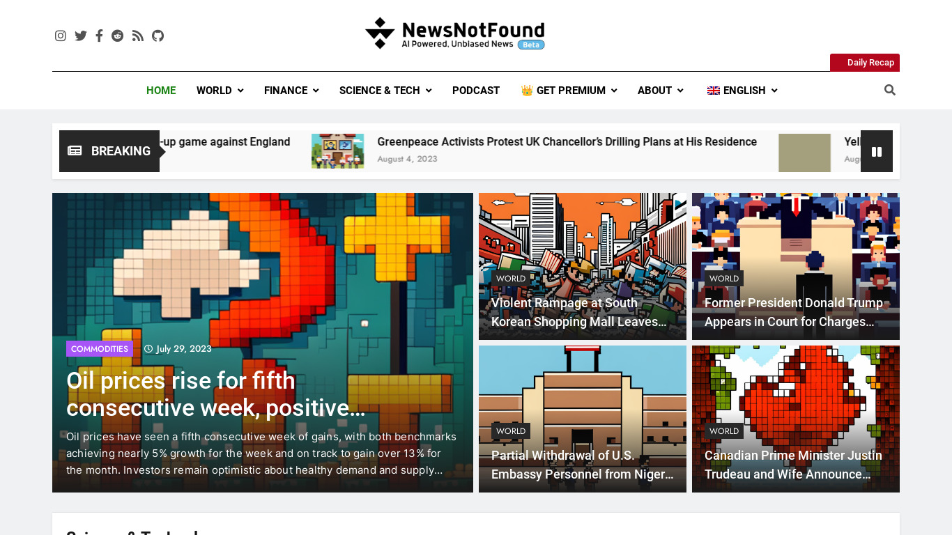 NewsNotFound Landing page