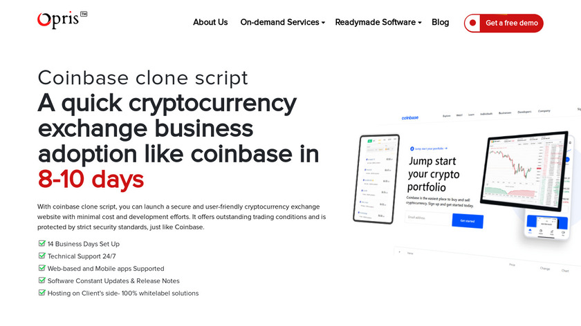 Opris Exchange Coinbase clone script Landing Page