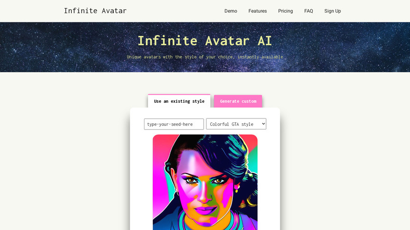 Infinite Avatar Landing Page
