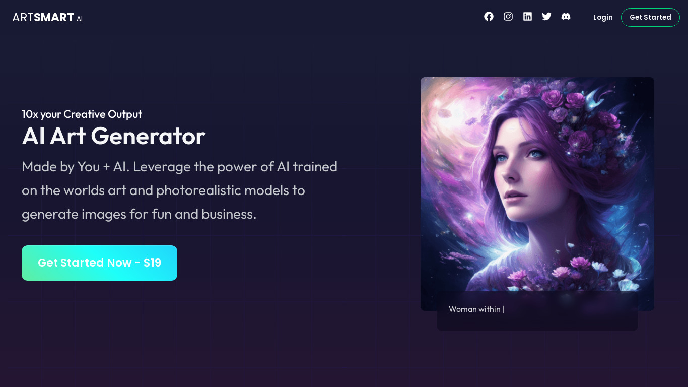 ArtSmart Landing page