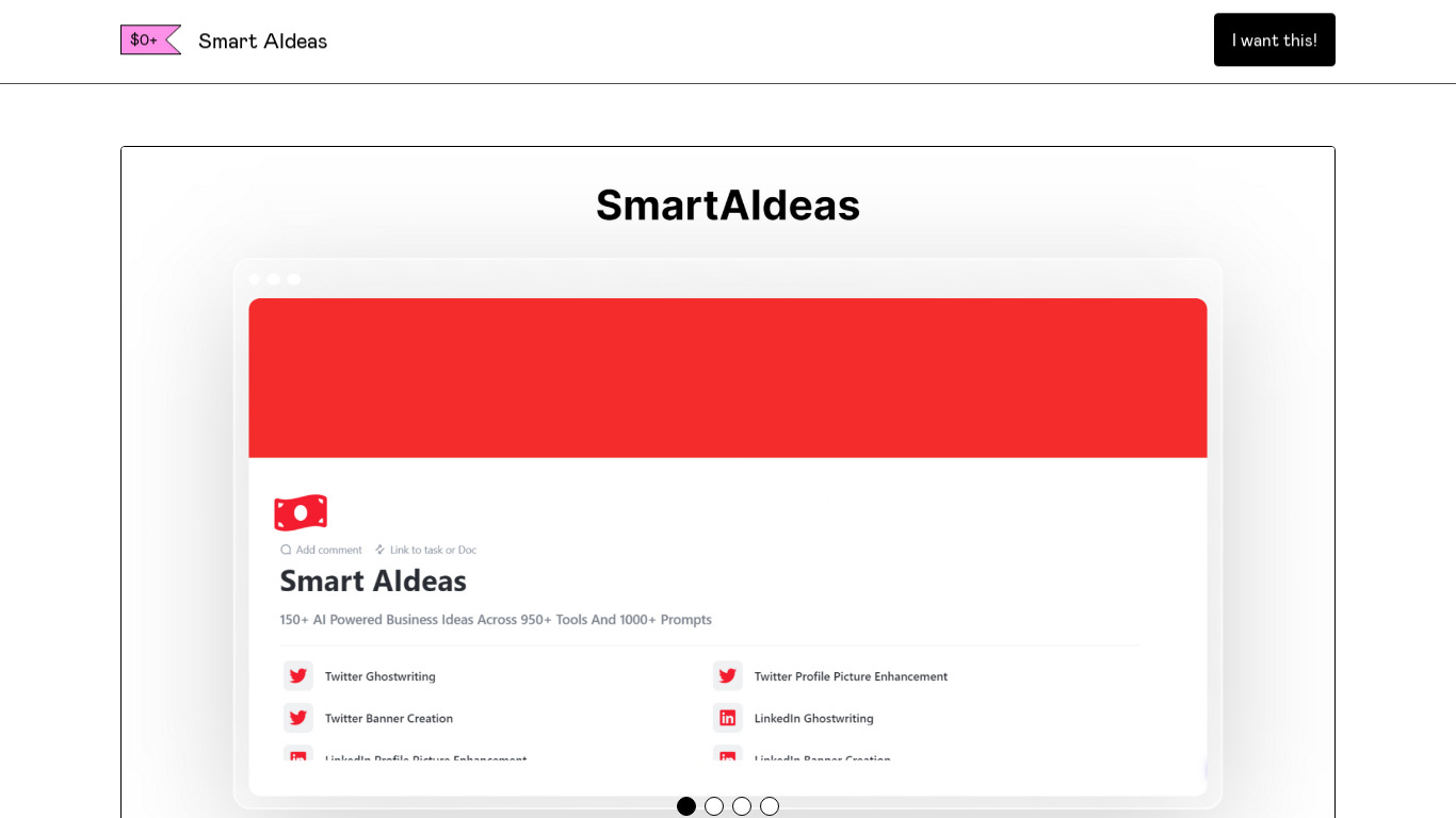 Smart AIdeas Landing page