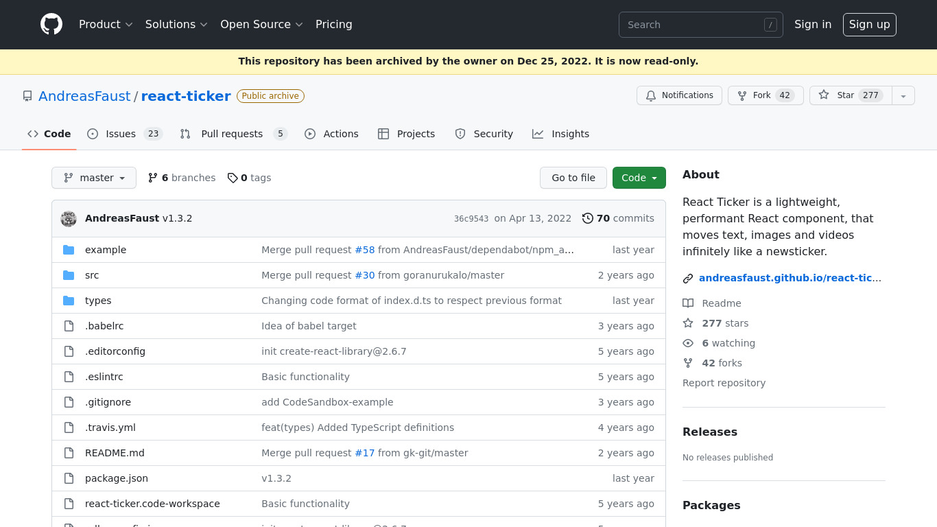 React Ticker Landing page