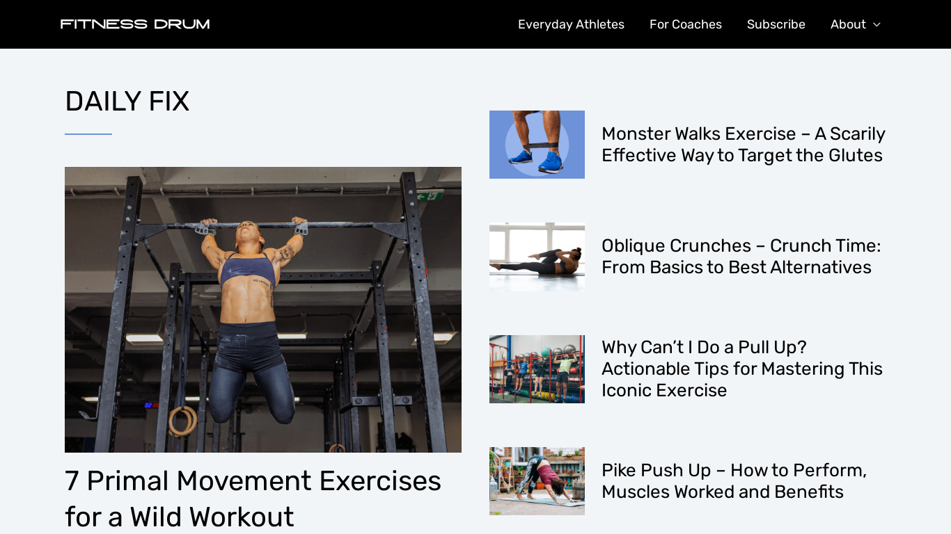 Fitness Drum Landing page