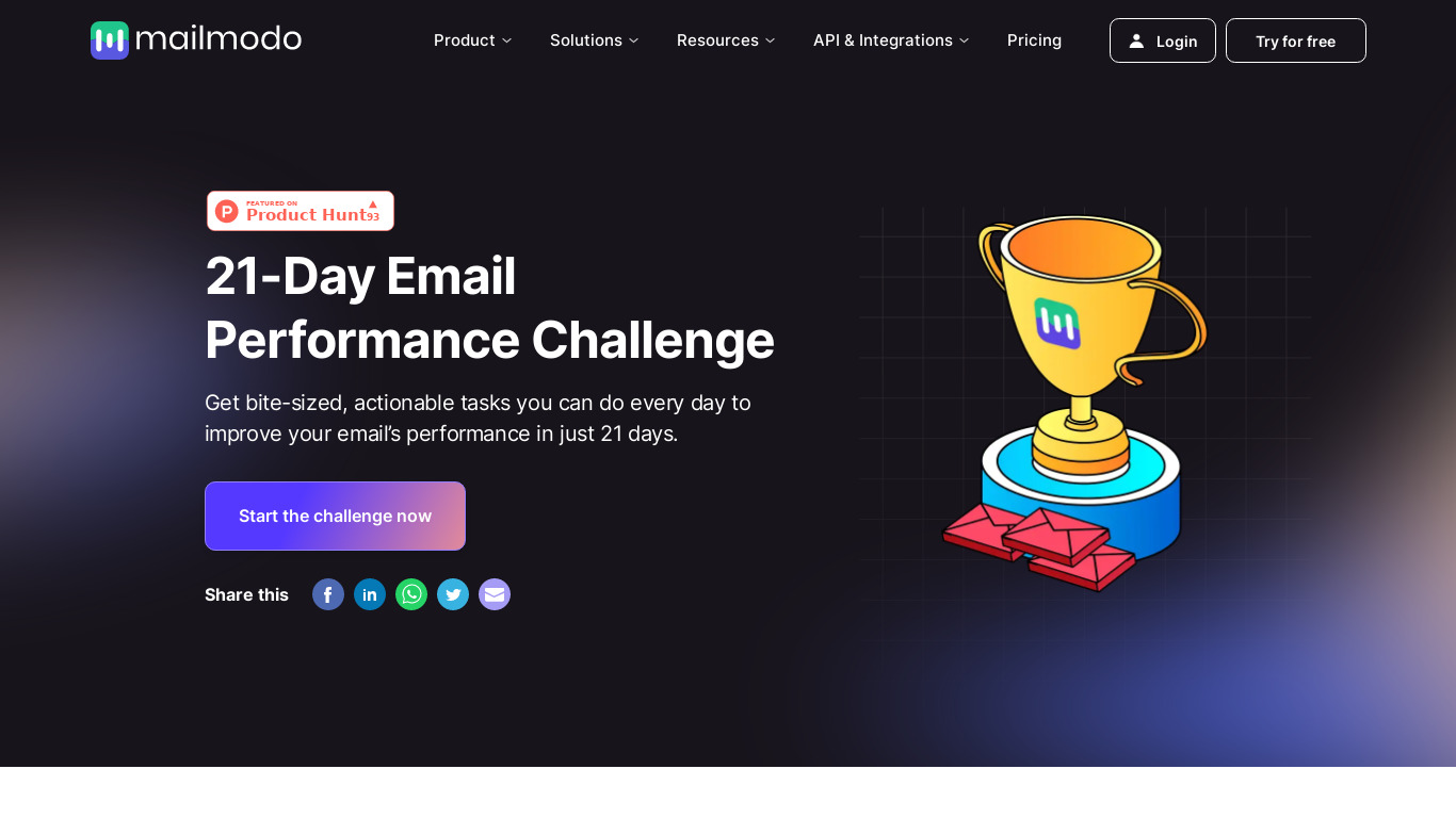 21-Day Email Mastery Challenge Landing page