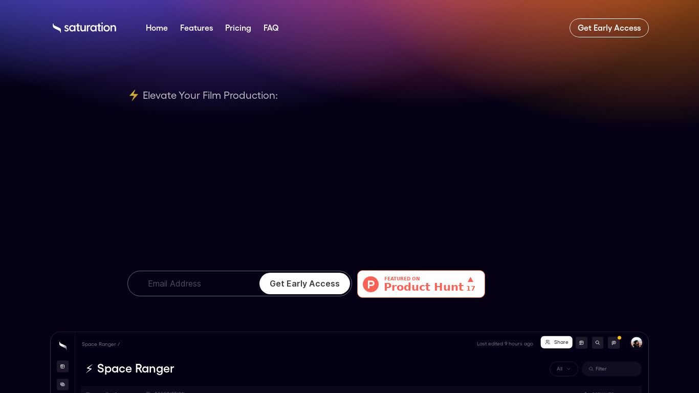 Saturation Landing page