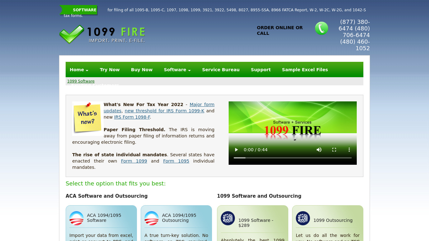 1099 Fire Landing page