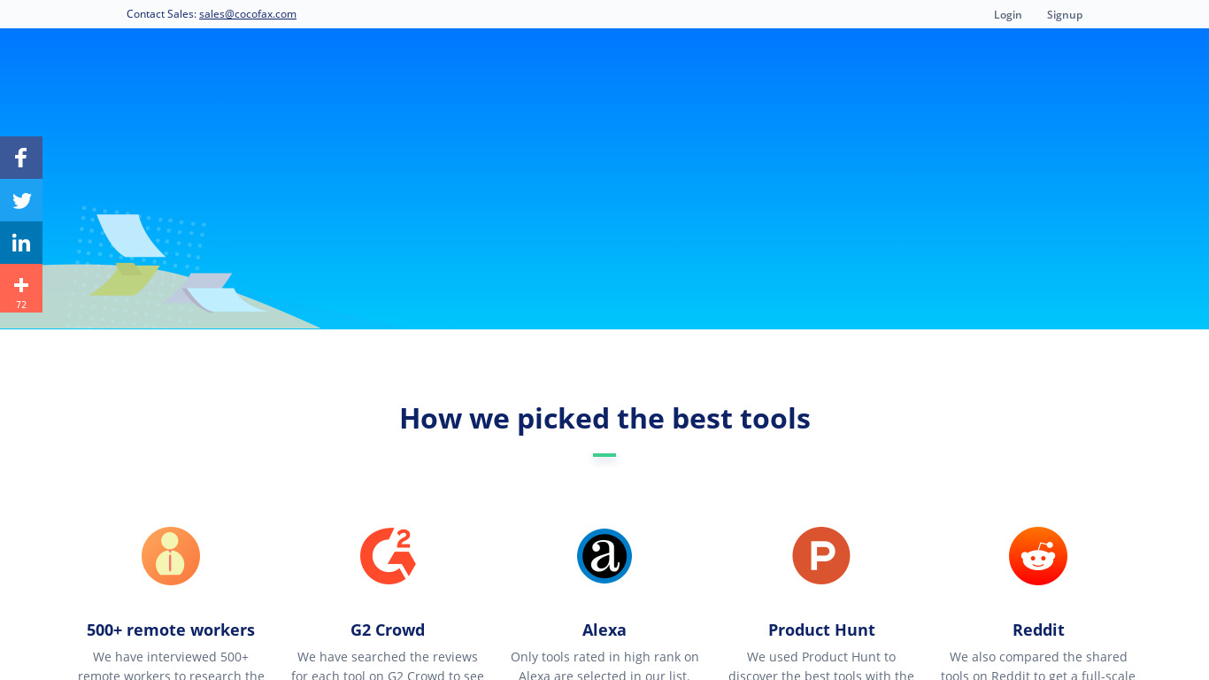500+ Remote Working Tools Landing page