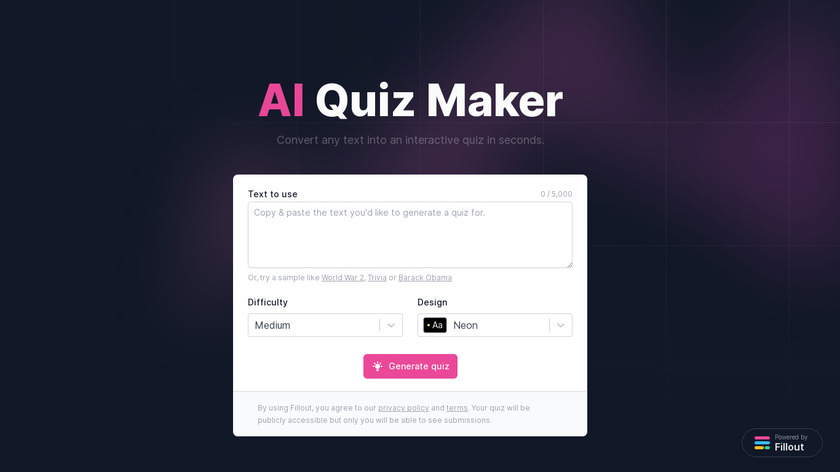 AI Quiz Maker Landing Page