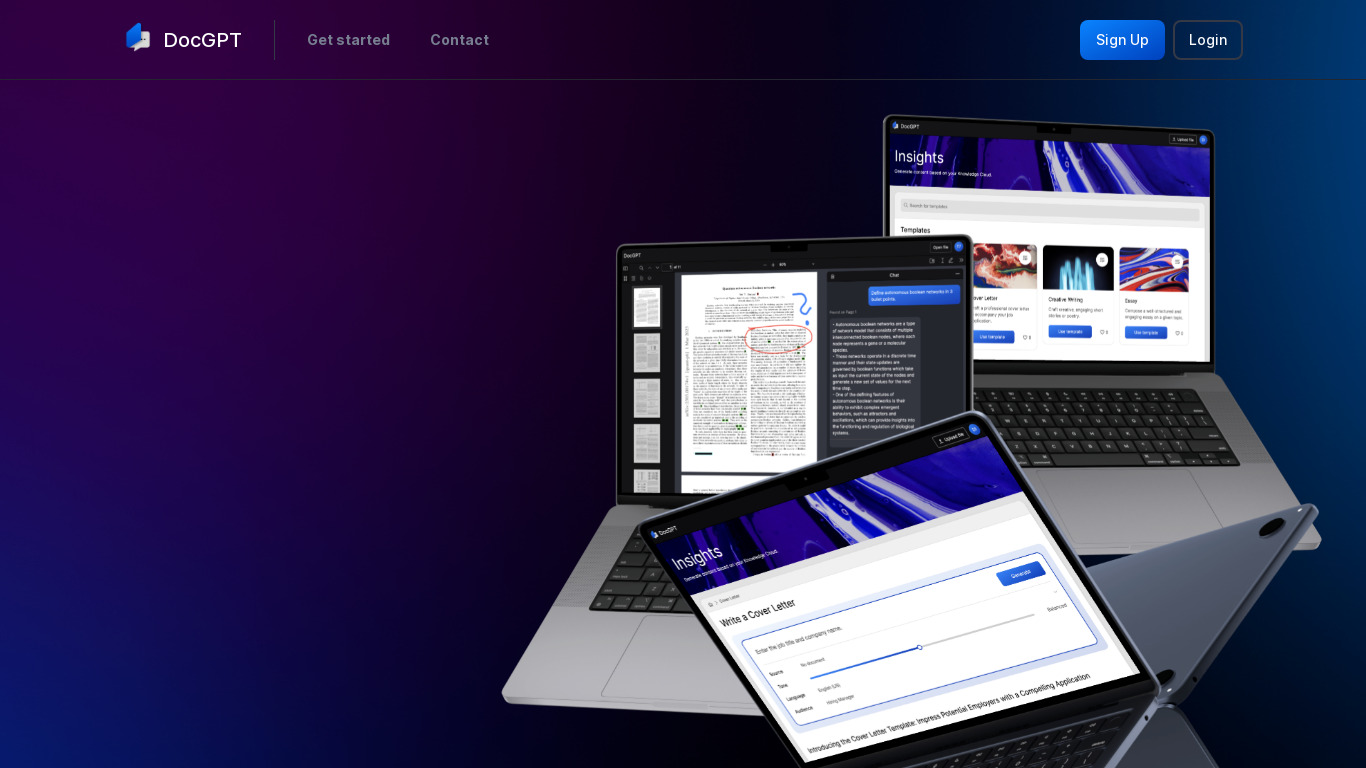 DocGPT Landing page