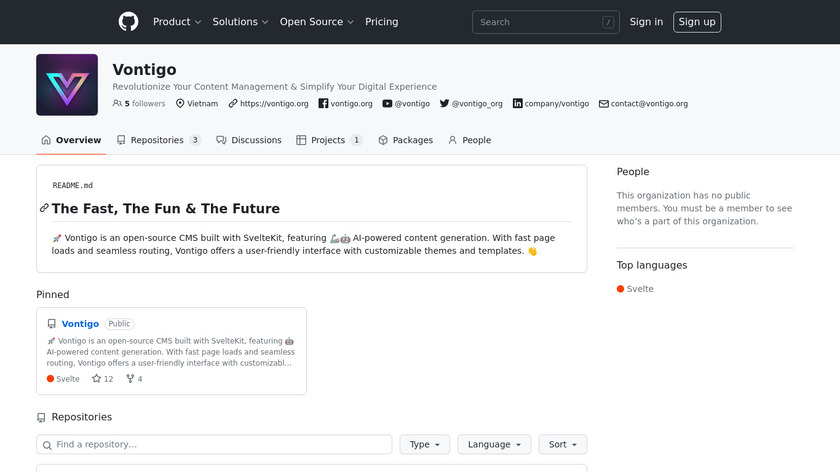 Vontigo Landing Page