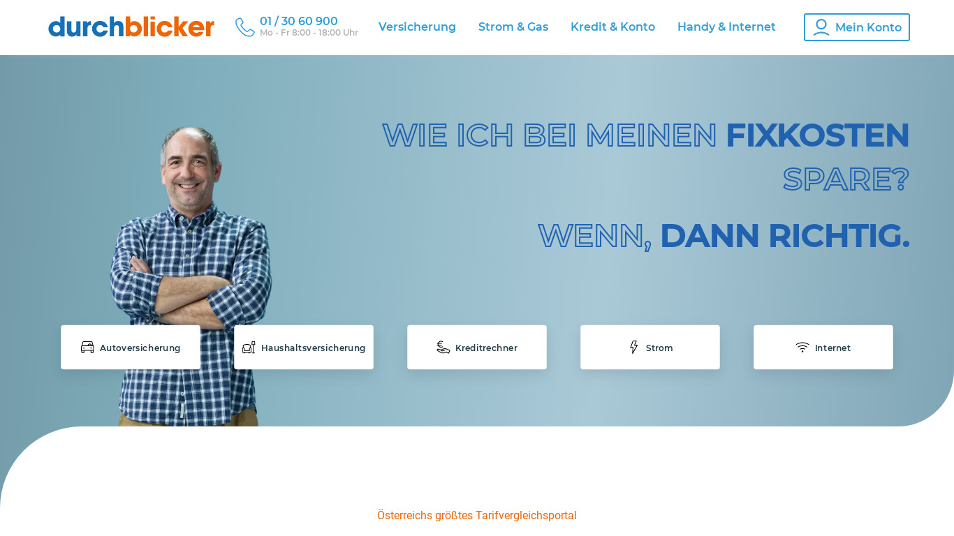 Durchblicker.at Landing page