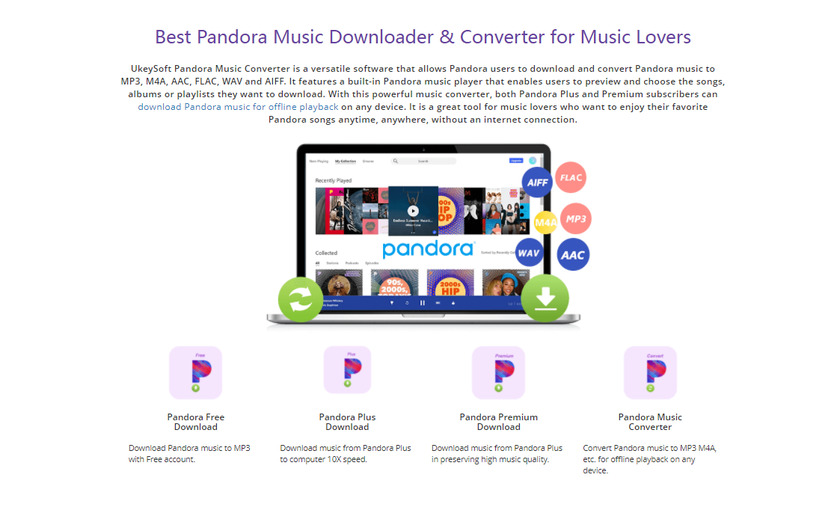 UkeySoft Pandora Music Converter Landing Page
