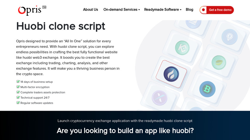 Opris Exchange Huobi Clone Script Landing Page