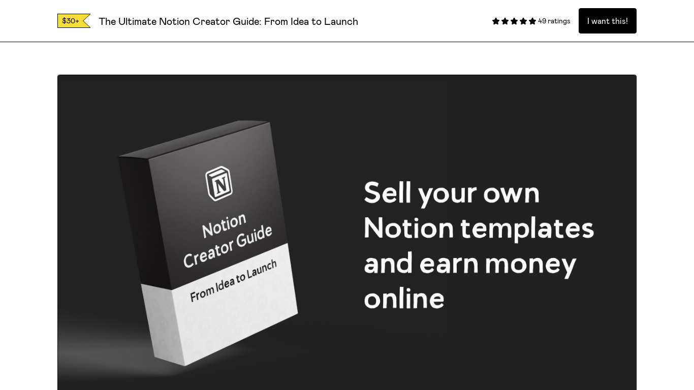 Notion Creator Guide Landing page