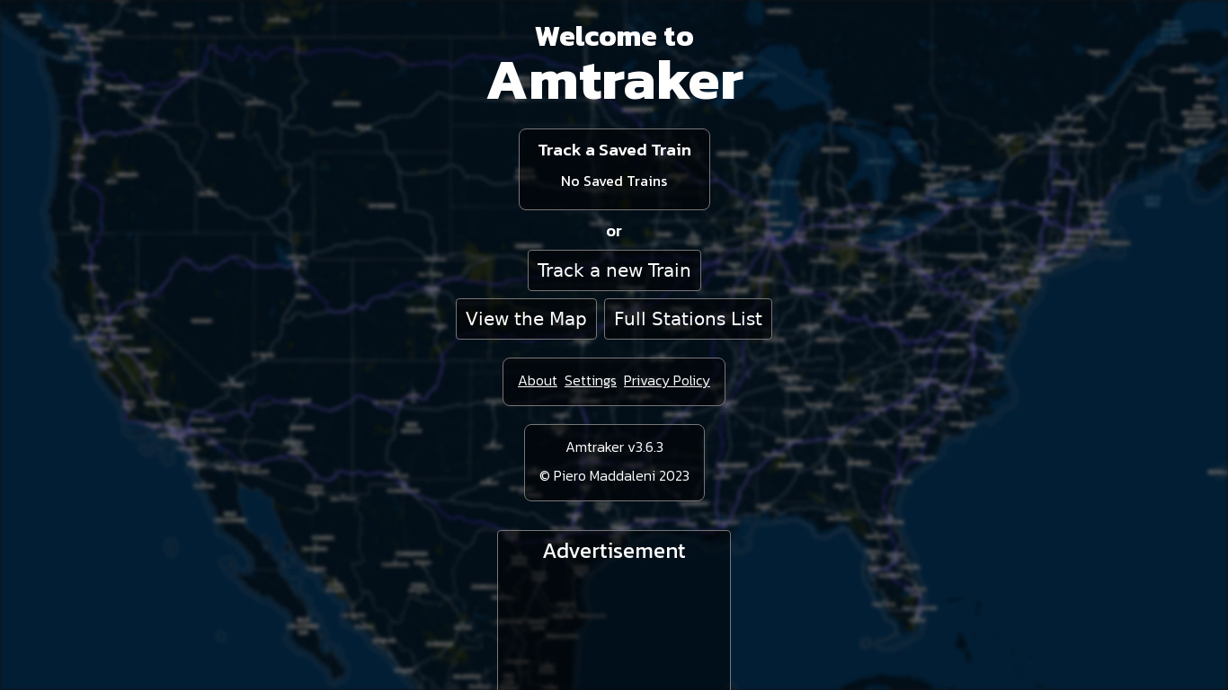 Amtraker NEXT Landing page