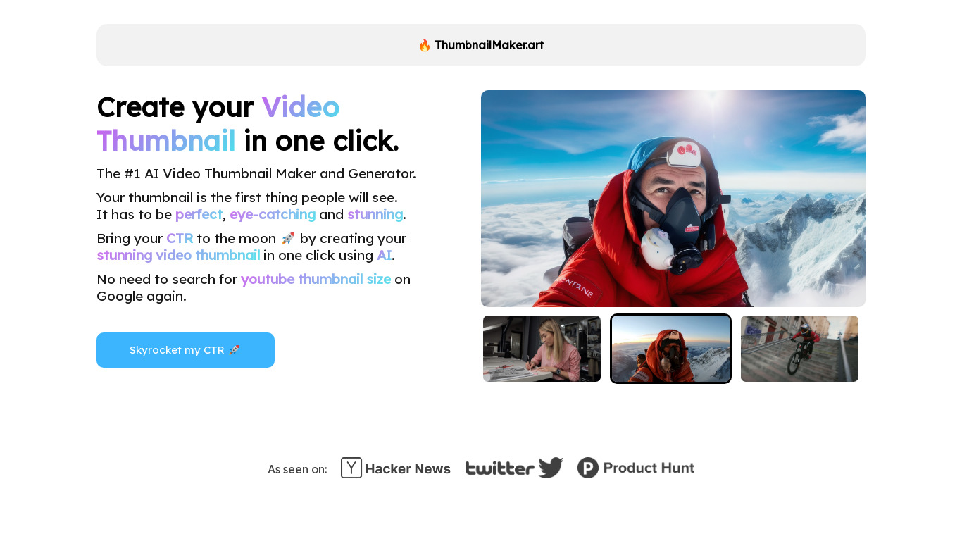 ThumbnailMaker Landing page