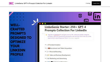 LinkeGenie GPT-4 Prompts for Linkedin screenshot
