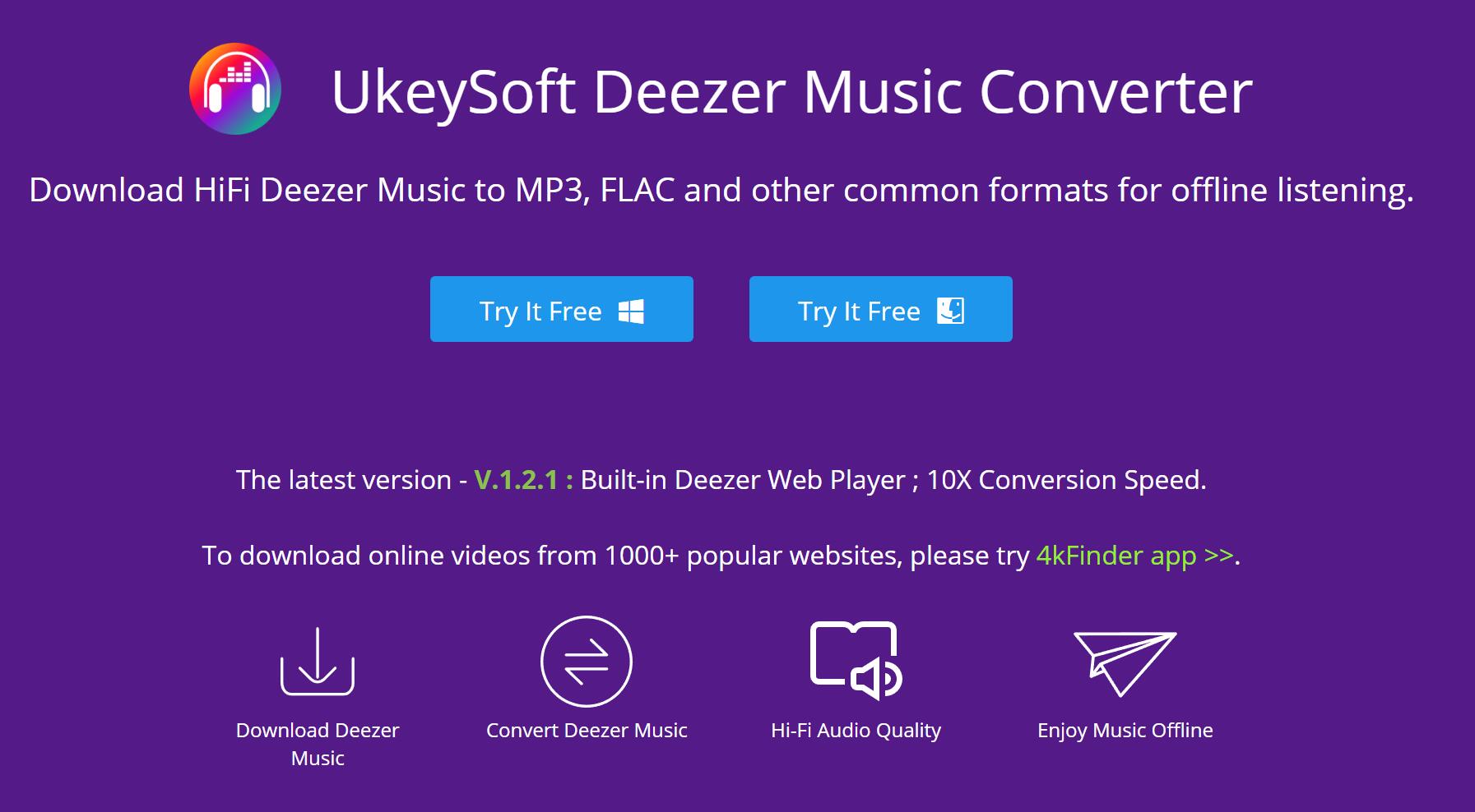UkeySoft Deezer Music Converter Landing page