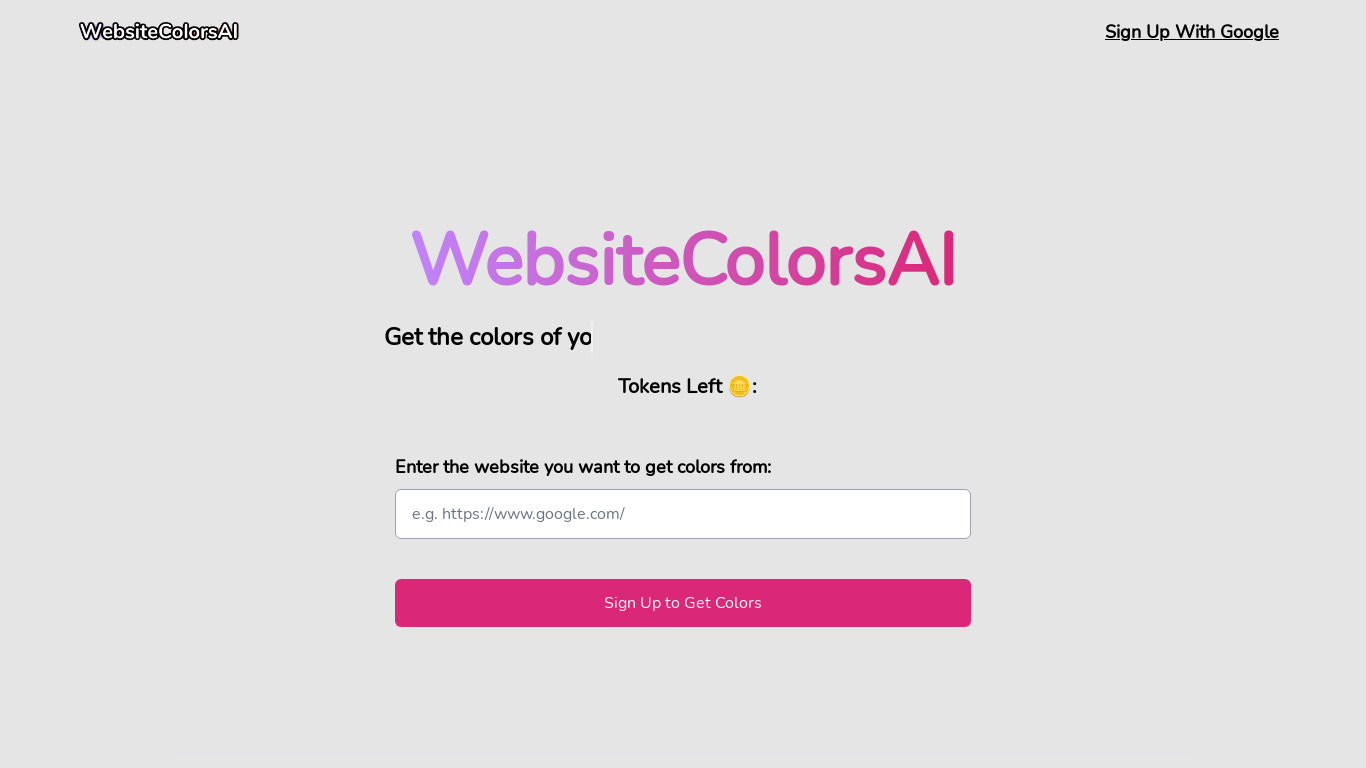 WebsiteColorsAI Landing page